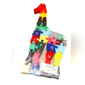 Wooden Giraffe  Number and Alphabetical Puzzle For Kids